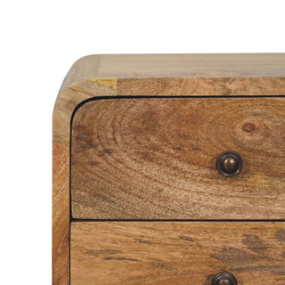 Mango Wood Narrow Bedside Table with Oak Finish
