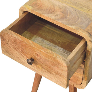 Mango Wood Narrow Bedside Table with Oak Finish