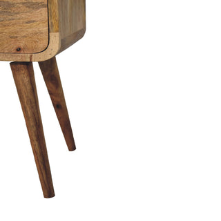 Mango Wood Narrow Bedside Table with Oak Finish