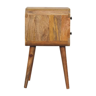 Mango Wood Narrow Bedside Table with Oak Finish