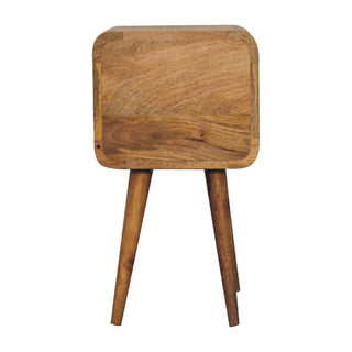 Mango Wood Narrow Bedside Table with Oak Finish