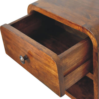 1 Drawer 1 Shelf Floating Bedside, Chestnut Finish