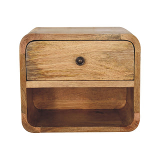 Mango Wood Floating Bedside Table with Oak Finish