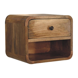 Mango Wood Floating Bedside Table with Oak Finish