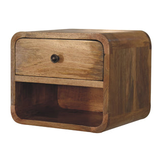 Mango Wood Floating Bedside Table with Oak Finish