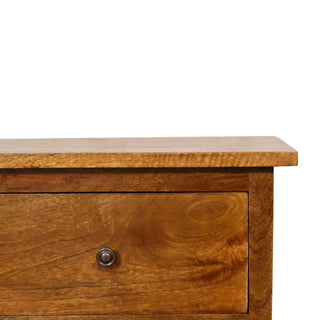 Mango Wood 2-Drawer Platform Bedside Table, Chestnut Finish