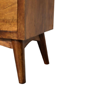 Mango Wood 2-Drawer Platform Bedside Table, Chestnut Finish