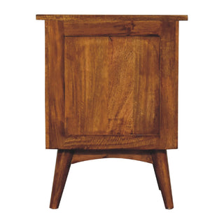 Mango Wood 2-Drawer Platform Bedside Table, Chestnut Finish