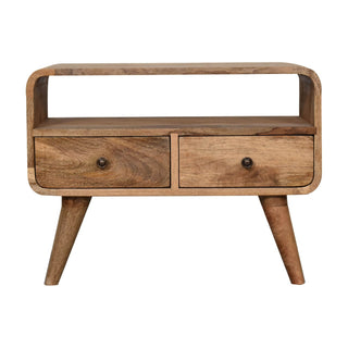 2 Drawer Narrow TV Stand, Mango Wood