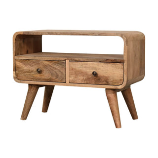 2 Drawer Narrow TV Stand, Mango Wood