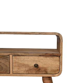 2 Drawer Narrow TV Stand, Mango Wood