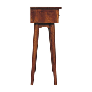 Nordic Narrow Console Table, Chestnut Finish