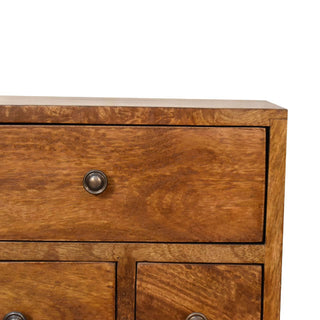 4-Drawer Bedside Table in Mango Wood with Chestnut Finish