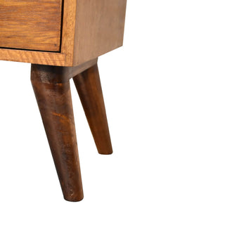 4-Drawer Bedside Table in Mango Wood with Chestnut Finish