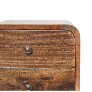 Mango Wood Narrow Bedside Table with 2 Drawers, Grey Wash Finish