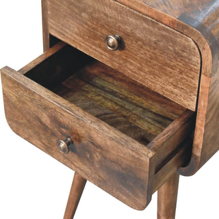 Mango Wood Narrow Bedside Table with 2 Drawers, Grey Wash Finish