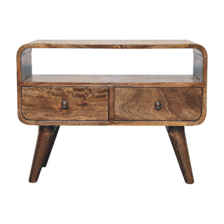 Mango Wood Narrow TV Stand, Grey Wash Finish