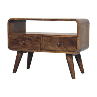 Mango Wood Narrow TV Stand, Grey Wash Finish