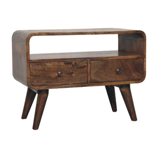 Mango Wood Narrow TV Stand, Grey Wash Finish