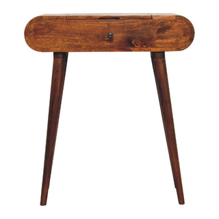 London Narrow Dressing Table with Foldable Mirror, Chestnut Finish