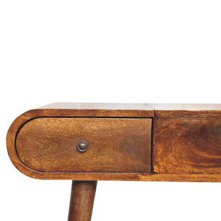 Mango Wood Dressing Table with Foldable Mirror in Chestnut Finish