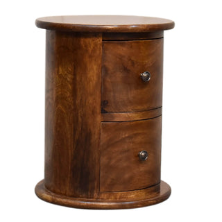 Drum 2-Drawer Bedside Table, Chestnut Finish