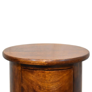 Drum 2-Drawer Bedside Table, Chestnut Finish