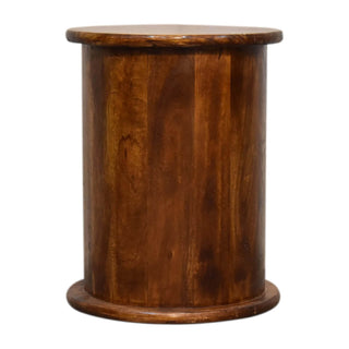 Drum 2-Drawer Bedside Table, Chestnut Finish