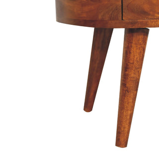 Mango Wood Bedside Table with Reading Light, Chestnut Finish