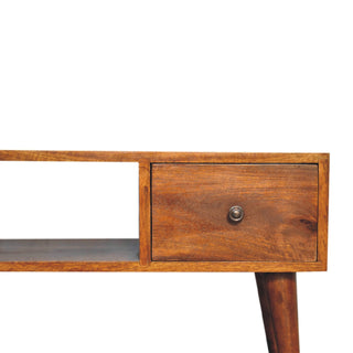 Classic 2-Drawer, 1-Shelf Coffee Table in Chestnut Finish