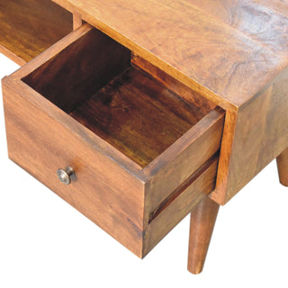 Classic 2-Drawer, 1-Shelf Coffee Table in Chestnut Finish