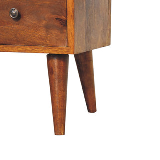 Classic 2-Drawer, 1-Shelf Coffee Table in Chestnut Finish