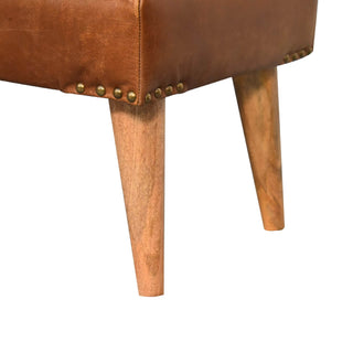 Bouclé and Buffalo Hide Leather Bench