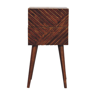 Mango Wood Lille Narrow Bedside Table, Chestnut Finish
