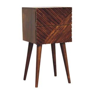 Mango Wood Lille Narrow Bedside Table, Chestnut Finish
