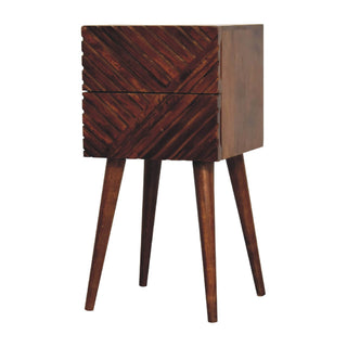 Mango Wood Lille Narrow Bedside Table, Chestnut Finish