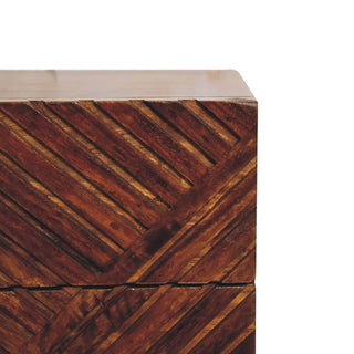 Mango Wood Lille Narrow Bedside Table, Chestnut Finish