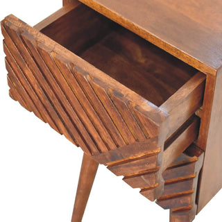 Mango Wood Lille Narrow Bedside Table, Chestnut Finish