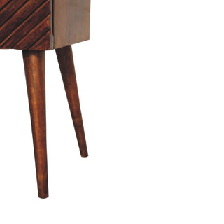Mango Wood Lille Narrow Bedside Table, Chestnut Finish