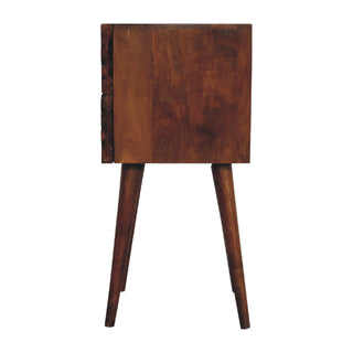 Mango Wood Lille Narrow Bedside Table, Chestnut Finish