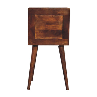 Mango Wood Lille Narrow Bedside Table, Chestnut Finish