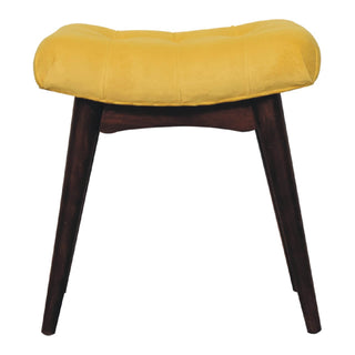 Narrow Velvet Curved Bench, Mustard