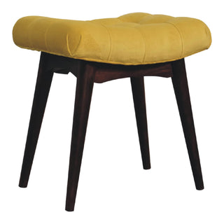 Narrow Velvet Curved Bench, Mustard