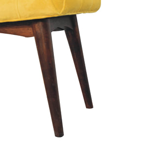 Narrow Velvet Curved Bench, Mustard