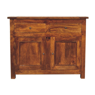 Mango Wood Sideboard with 2 Drawers and 2 Cabinets, Chestnut Finish