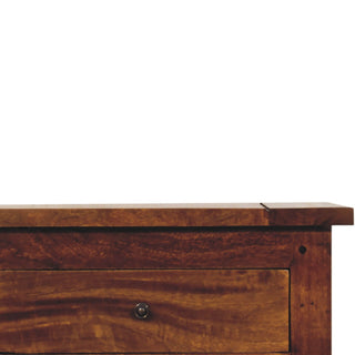 Mango Wood Sideboard with 2 Drawers and 2 Cabinets, Chestnut Finish