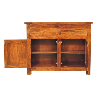 Mango Wood Sideboard with 2 Drawers and 2 Cabinets, Chestnut Finish