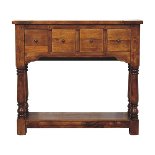 Turned Legs 4 Drawer Console Table, Mango Wood