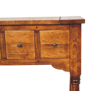 Turned Legs 4 Drawer Console Table, Mango Wood
