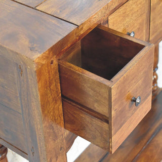 Turned Legs 4 Drawer Console Table, Mango Wood